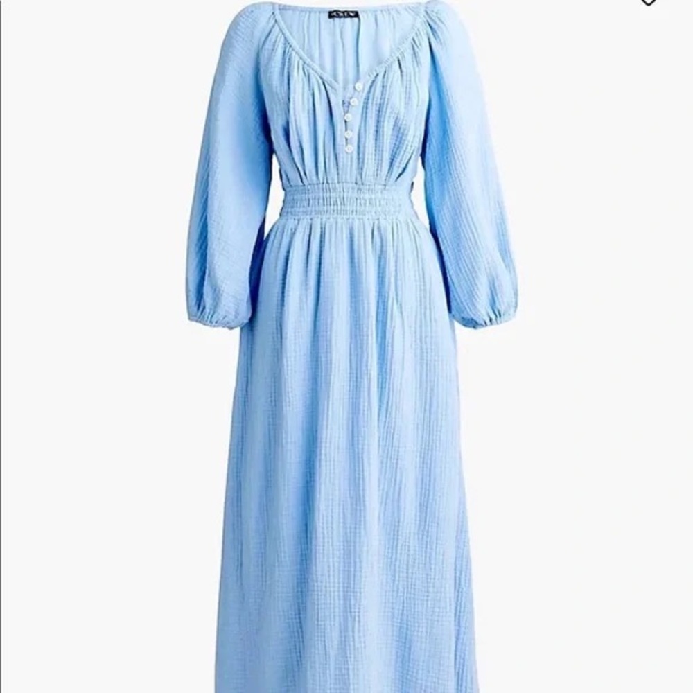 J.Crew V-Neck Midi Dress in Soft Gauze Baby Blue - Size XL | Elegant & Breezy